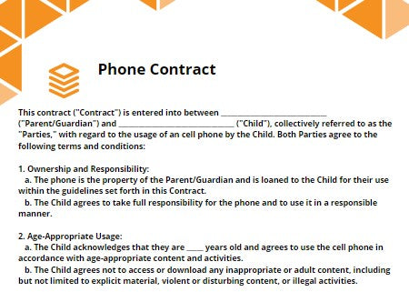 Cell Phone Contract for Kids