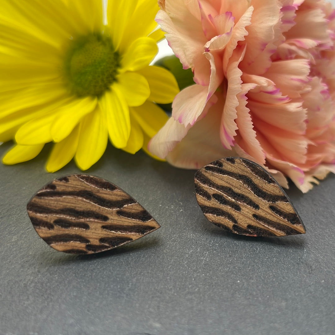 Animal Print Water Drop Stud Earrings