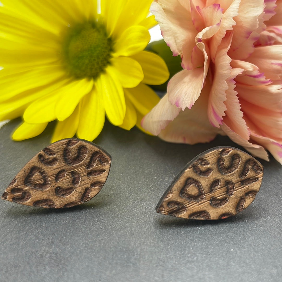 Animal Print Water Drop Stud Earrings