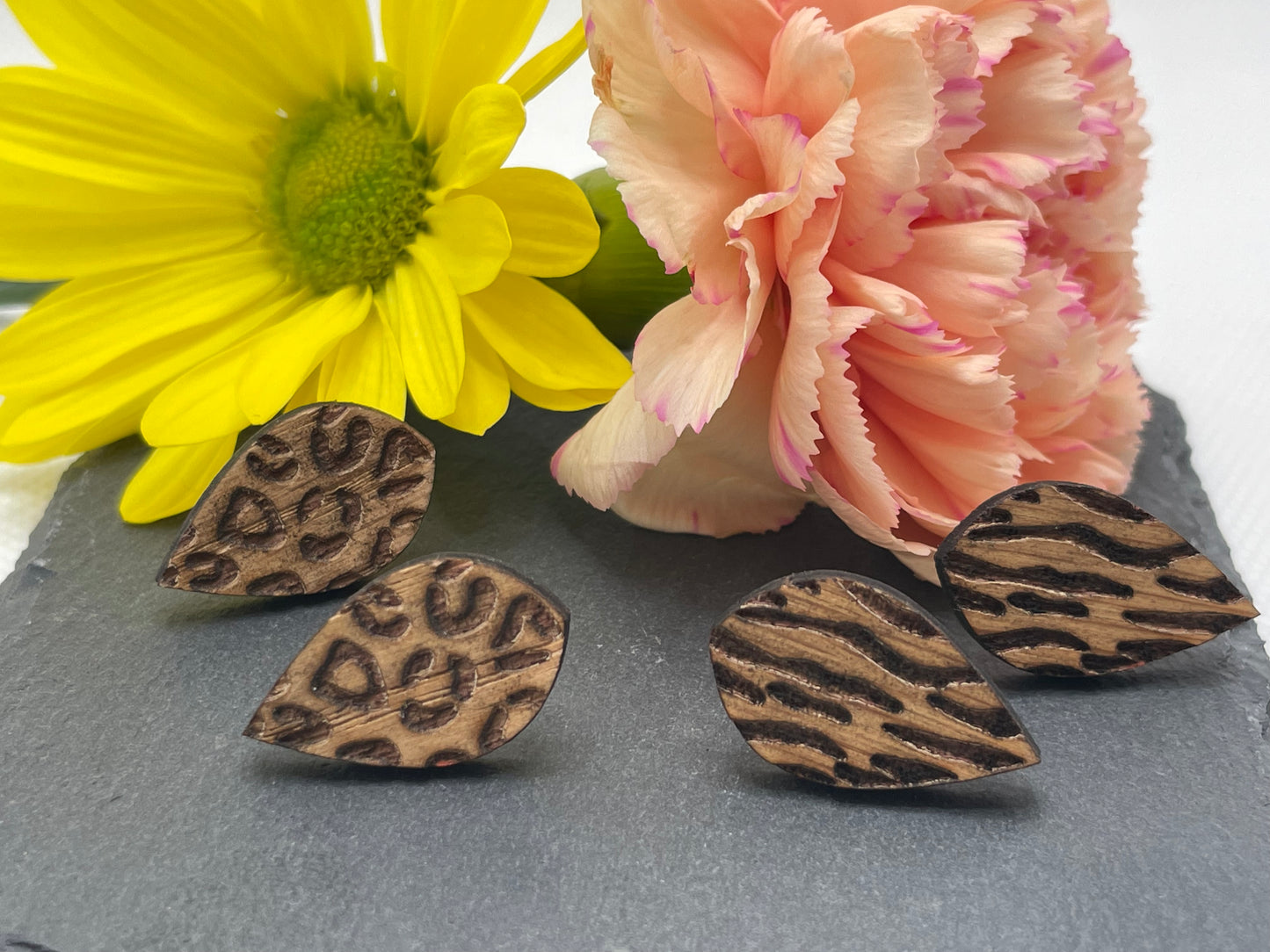 Animal Print Water Drop Stud Earrings