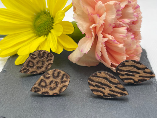 Animal Print Water Drop Stud Earrings