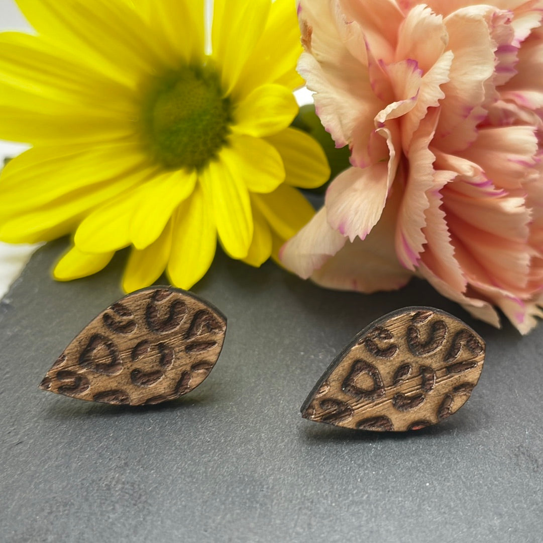 Animal Print Water Drop Stud Earrings